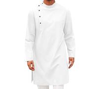 Fccrian Arabic Style Fashion Simple Long Men's Shirt Muslim Men's Robe Walking Tops Men (White, XXL)