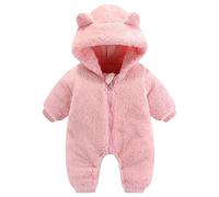 Fccrian Baby Girls Boys Winter Clothes Snowsuit Teddy Onesie Outfit Newborn Jumpsuit Romper Coat Hooded Suit Just One You Bodysuits Baby Girl (Red, 0-3 Months)