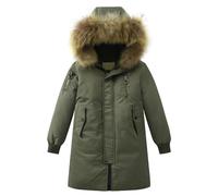 Fccrian Big Kids Unisex Hooded Down Coats Solid Puffers Outerwear Winter Thick Warm Hooded Windproof Coat Boys 4t Down Jacket (JN, 4-5 Years)