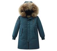 Fccrian Big Kids Unisex Hooded Down Coats Solid Puffers Outerwear Winter Thick Warm Hooded Windproof Coat Boys 4t Down Jacket (Mint Green, 7-8 Years)