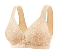 Fccrian Bras for Older Women Breathable Front Closure Bras Full Support No Underwire Everyday Bra Woman's Sports Bra (Beige, 36B)