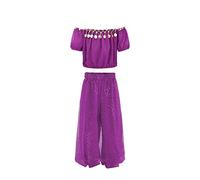 Fccrian Handmade Children Girl Belly Dance Costumes Kids Belly Dancing Dance Cloth Birthday Girl Outfit Size 16 (Purple, 9-11 Years)