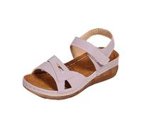 Fccrian Ladies Touch Fasten Sandals Ankle Strap Shoes Open Toe-Slingback Shoes Womens Hollow Summer Arch Support Walking Lightweight Womens Orthopedic For Plantar Fasciitis Post Thong Wedge