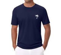 Fccrian Mens Cotton T Shirt Casual Summer Tshirt Crew Neck Short Sleeve Soft Tee Classic Basic T Shirt Big Mens Shirts (Dark Blue, M)