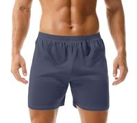 Fccrian Men's Loose Home Pajama Pants Cotton Men's Loose Shorts Striped Briefs Pants Little House Big (Blue, L)