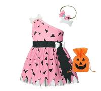 Fccrian Toddler Kids Caveman Costume Girls Halloween Dog Historical Cavegirl Mesh Tulle Dress Outfits Future Mommy (Pink, 2-3 Years)