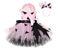 Fccrian Toddler Kids Caveman Costume Girls Halloween Dog Historical Cavegirl Tulle Dress Outfits Dress Holiday Girls (Pink, 11-12 Years)