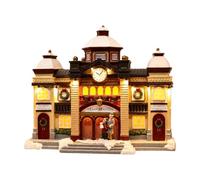 FccsiKoa Christmas Train Station House Ornament Lighted lighting up Train Station Scene with Musicalbox Detail for Entrance Table Decor