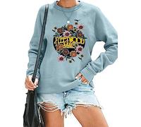 FCDIED Rock Band Sweatshirt for Women Vintage Graphic Rock Music Shirt Casual Long Sleeve Crewneck Pullover Tops, Blue, Medium