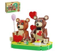 FCEYOUT Valentine’s Day Brown Bear Building Sets for Lover Friends Her, School Classroom Gift Exchange for Kids, Desktop Decorative Ornaments (402 Pcs)