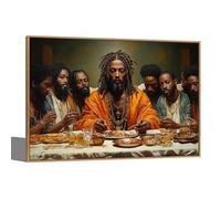 Fchen art Banksy Style Last Supper Canvas Print Painting - Graffiti Pop Art Street Wall Decor, 80x120cm, Funny Doodle Parody, Modern Home & Dining Room Living Room Bedroom Framed