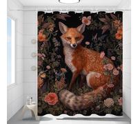 Fchen Art Beautiful Fox William Morris Shower Curtain, Animal Bathroom Decor, 180x180cm Polyester Fabric With Hooks