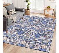 Fchen art Boho Vintage Large Square Area Rug Traditional William Morris Inspired Boho Home Decor Strawberry Thief Design for Bedroom 200x200cm Living Room,Stain & Wear Resistant Non-Slip Carpet
