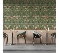 Fchen art Botanical Blue/Green Wall Murals Home Kitchen Floral Peel and Stick Wallpaper, William Morris Boho Peel and Stick Wallpaper,Vintage Contact Paper Self Adhesive Vinyl Roll Decor