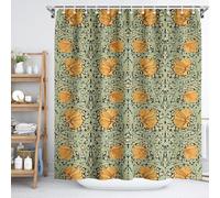 Fchen art Botanical Sage Green Yellow Flowers Shower Curtain Quick Dry Decorative Victorian Bathroom William Morris Print for Bathroom Greenery 180x180cm