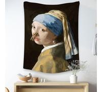 Fchen art Funny Pearl Girl Holding Nose Graffiti Wall Tapestry - Quirky Bathroom Decor with Hooks 130x150cm | Humorous Toilet Art & Home Hanging