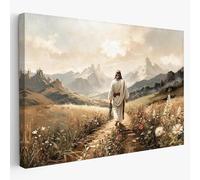 Fchen art Jesus Walking Alone on the Path Painting - Christian Missionary Journey Wall Art - Easter Religious Decor for Church, Home & Hotel - 40x60cm Framed Canvas with Spiritual Pilgrimage Theme