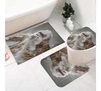 Fchen art Non-Slip Quick-Dry Bathroom Mat Set (3Pcs) - U-Shaped Toilet Rug with Bigfoot Is Taking a Bubble Bath Design, Shower & Bath Mats