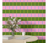 Fchen art Retro Checkered Peel and Stick Wallpaper 70s Funky Checkered Contact Paper Geometric Waterproof Wallpaper Neutral Checkerboard Decor for Bathroom Cabinet 45x1000cm Green Pink