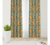 Fchen art Sage Green Yellow Morris Vintage Floral Curtains,Blackout Decorative Curtains 84 Inch Length 2 Panels Farmhouse Window Drapes for Living Room,Thermal Insulated Grommet Top Curtains