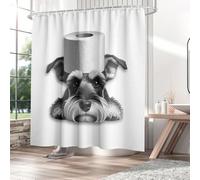 Fchen art Schnauzer Shower Curtain Bathroom, Funny Mini Schnauzer Quick-Dry Fabric Shower Curtain,Cute Dog Vintage Country Shower Curtains for Bathroom Decor With 12 Hooks 72"x72"