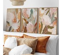 Fchen art Set of 3 Banksia Wall Art Prints - Abstract Australian Native Flower Botanical Print Painting, Neutral Earth Tone Palette, Modern Home Decor, Instant Download Printable Art 40x60cm Framed