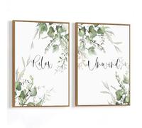 Fchen art Wash Your Worries Away Printable Bathroom Wall Art (30x40cm) - Botanical Greenery Quote Painting for Spa, Living Room & Bedroom Decor | Minimalist Home Decor Framed