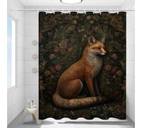 Fchen art William Morris Fox Shower Curtain Farm Animals Cute Wildlife Rustic Forest Animal Shower Curtain Vintage Bathroom Decor Set With 12 Hooks Waterproof Washable Decor 180x180cm
