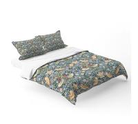 Fchen art William Morris Strawberry Thief Bedding Bedroom Quilt Cover Printed Pattern,Morris Throw Pillow Covers,Vintage Floral Duvet Cover Queen Garden Flower Duvet Cover With Zipper 68"x88"