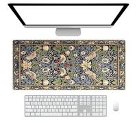 Fchen art William Morris Strawberry Thief Floral Gaming Mouse Pad,William Morris Art Computer Keyboard Mouse Pad,Water Resist Keyboard Pad for Gamer, Office & Home