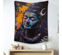 Fchen art Zen Monk Meditation Graffiti Tapestry - Funny Yet Calming Wall Art for Bathroom & Bedroom | Quirky Decor with Hooks 203x230cm