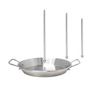 FCHMY Vertical Skewer, Stainless Steel Grill Stand, Meat Rack, Brazilian Vertical Skewer Stand with Plate and 3 Removable Skewers, for Kebabs, Sausage and Steak