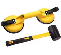 FCHO Floor Gap Fixer Tool for Laminate Floor Gap Repair Include Suction Cup and Mallet (Can't use on scraped surface floor)-Yellow Kit