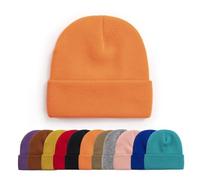 FCHUI Plain Winter Hat-Beanie Cap Soft Fleece Lining Beanie Windproof Unisex Slouchy Hats for Indoor Outdoor (Fluorescent Orange)