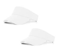 FCHUI Sun Visor Cap - 2Pcs White Women Ponytail Baseball Cap, Long Peak Thicker Sweatband Adjustable Hat for Golf Cycling Fishing Tennis Running Jogging Visor Hats for Men (White+White)