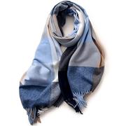 FCHUI Womens Tartan Scarf - Winter Long Plaid Blanket Scarves Soft Warm Check Pashmina Wool Shawl Wraps Ladies Spinning Tassel Long Stole Scarf (Navy)