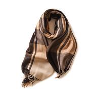 FCHUI Womens Tartan Scarf - Winter Long Plaid Blanket Scarves Soft Warm Check Pashmina Wool Shawl Wraps Ladies Spinning Tassel Long Stole Scarf (Brown)