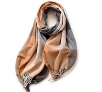 FCHUI Womens Tartan Scarf - Winter Long Plaid Blanket Scarves Soft Warm Check Pashmina Wool Shawl Wraps Ladies Spinning Tassel Long Stole Scarf (Camel)