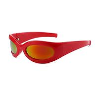 FCIGDHGJM Sunglasses Womens Color Street Sunglasses Tide Cool Sports Glasses Party Travel(Red)
