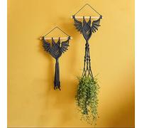 Fcimu Gothic Bat Hanging Planter Decor, Bat Macrame Hanger For Various Plants From Potted Succulents And Air Plants, Boho & Witchy Room Decor, Unique Gifts For Plant Lovers (Black-C)
