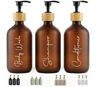 FCINNOVA® Bath Soap Dispenser | Set of 3 Bottles for Gel and Amber Shampoo + Conditioner 500 ml + Funnel for Filling | This Bathroom Soap Dispenser is Elegant and will enhance the beauty of your home.