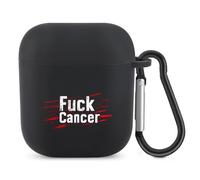 Fck C-ancer Compatible with Airpods 1&2 Case Cover Soft TPU Protective Cover with Hanging Buckle