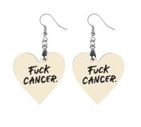 Fck C-ancer Cute Wooden Earrings for Women Dangling
