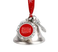 Fck C-ancer Decorative Christmas Bell Vintage Silver Xmas Tree Pendant Metal Hanging Ornaments for Party Wedding
