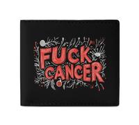 FCK C-ancer Leather Bifold Wallet for Men Slim Card Cases with 2 Slots Minimalist Coin Purs