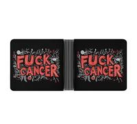 FCK C-ancer Leather Bifold Wallet for Men Slim Card Cases with 6 Slots Minimalist Coin Purse