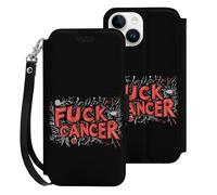 Fck C-ancer Leather Flip Phone Case Wallet Cover Compatible with iPhone 15/15 Plus/15 Pro/15 Pro Max