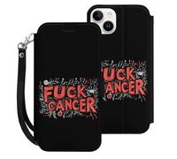 Fck C-ancer Leather Flip Phone Case Wallet Cover Compatible with iPhone 15/15 Plus/15 Pro/15 Pro Max
