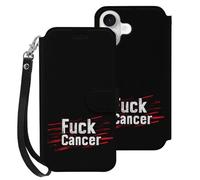 Fck C-ancer Leather Flip Phone Case Wallet Cover Compatible with iPhone 16/16 Plus/16 Pro/16 Pro Max/16 E
