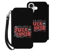Fck C-ancer Leather Flip Phone Case Wallet Cover Compatible with iPhone 16/16 Plus/16 Pro/16 Pro Max/16 E
